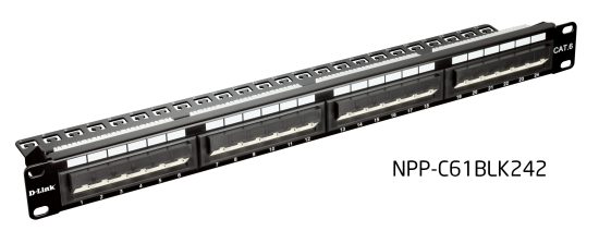 D-Link 24 Port Cat6 UTP Loaded Patch Panel - Angled - Keystone Type -1U Black Color (NPP-C61BLK242)