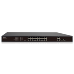 Uniview 16 Port PoE+ Switch Unmanaged with 2 Gigabit-Rated Uplink Ports and Surveillance Mode for Laying Cable Runs up to 820 Feet (NSW2010-16T2GC-POE)
